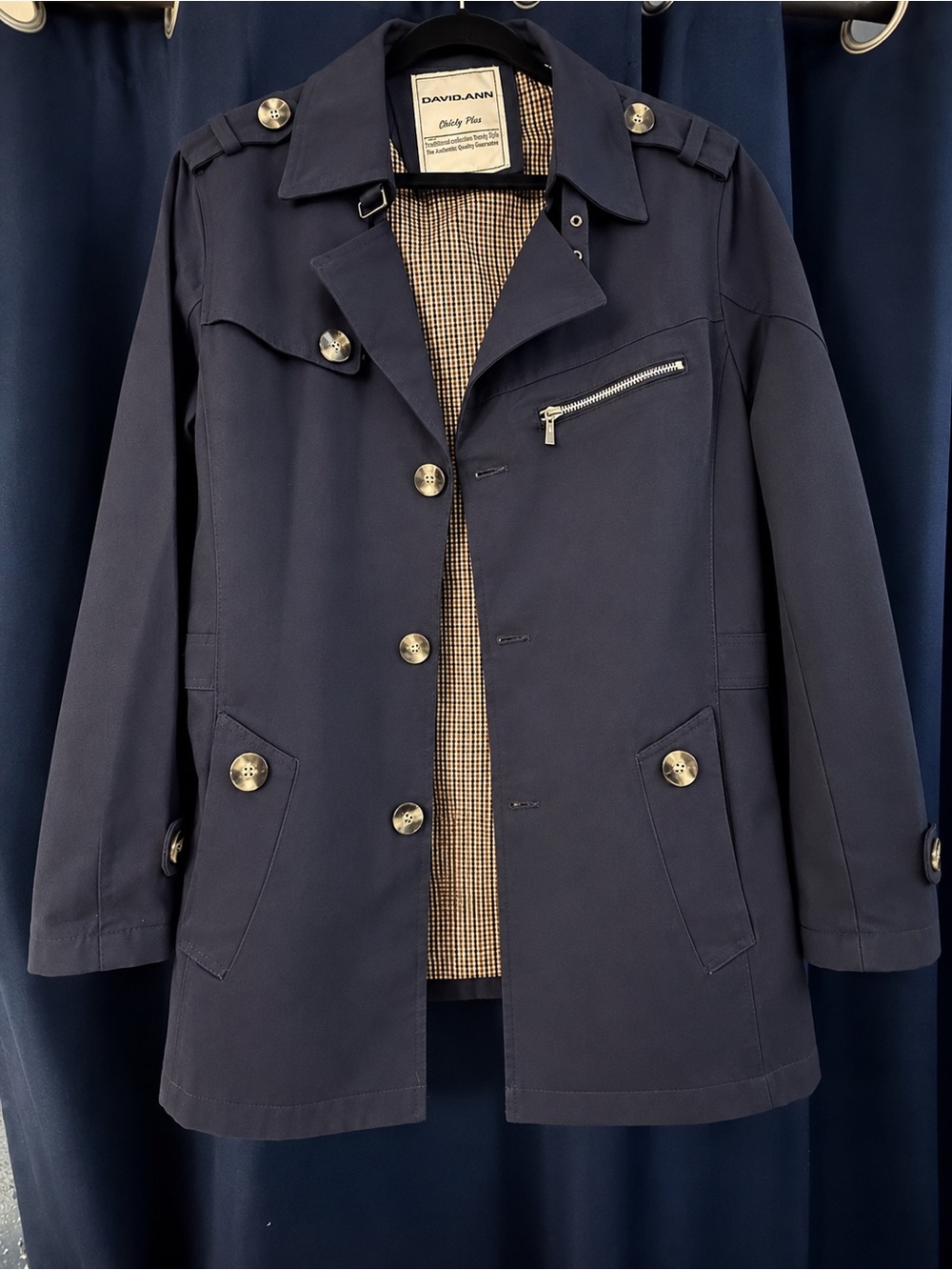 David.Ann Men's Navy Utility Jacket - Classic Lightweight Coat